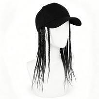 Hat Wig for Women Baseball Cap with Braided Hair Attached Synthetic Box Braid Wig Hat Adjustable Cap with 14inch Black Brown Braids for Daily Use
