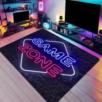 Faux Neon Game Zone Area Rug Nonslip Washable Floor Mat Game Room Bedroom Decor Cool Gamer Gift 1PC 40x60cm