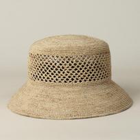 USPOP Women Raffia Straw Bucket Hat Foldable Breathable Hollow Woven Sun Hat Adjustable Wide Brim Summer Beach Hat M 56-58.5cm