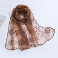 New Elegant Lace Scarf Flower Pattern Breathable Retro Scarf Neck Protection Versatile Embroidered Flower Scarf Casual Wear
