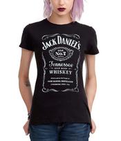 Jack Daniels Whiskey Old No. 7 Tennessee Label Junior Ladies T-Shirt XS