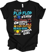 Flip Flop Camping Shirt: Wine, Sun & Beach Lover Tee XL