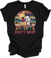 Adopt Don't Shop T-Shirt - Cute Dog & Cat Adoption Tee L