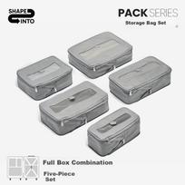 Xingli Luggage Travel Storage Bag Set, Antibacterial Lining, Compressible Large Capacity Storage Pouch - 5 Pieces - Gray