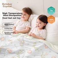 Baby Summer Cooling Quilt, Air Conditioning Quilt, Nap Blanket, Comfortable And Lightweight, Double-Sided for Covering, Bunny Flower Rhythm, 120*150
