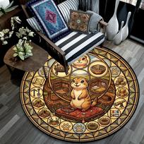 Prairie Dog Kingdom Round Area Rug Under Office Chairs Bedroom Living Room Home Decor 80cm x 80cm