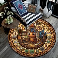 Insect Mechanical World Round Area Rug Under Office Chairs Bedroom Living Room Home Decor 80cm x 80cm