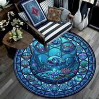 Oceanic Treasures Round Area Rug Under Office Chairs Bedroom Living Room Home Decor 80cm x 80cm