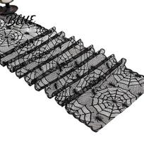 Spider Web Table Runner Cobweb Lace Runner Black Gothic for Halloween Dining Table Holiday Home Decor Room Decoration 100cm Cobweb