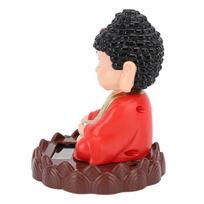 Plastic Solar Nodding Buddha Desktop Ornament  Living Room Shelf Arrangement raudona