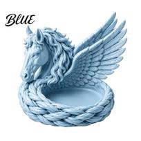 Desktop Organizer for Accessories 3D Printed Pegasus Jewelry Bowl Winged Horse Trinket Tray Elegant Entryway Catchall Tray Sculpture Storage šviesiai mėlyna spalva