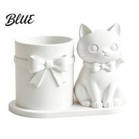 Three-dimensional Cat Pen Stand Holder Cute Kitty Desk Organizer with Pens Pencils Makeup Stable Base Container Brushes 3D Printed Sculpture balta