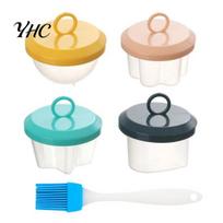 4PCS Egg Boiler Mold Poachers Cups Food-Grade with Brush Fancy Cooker 4pcs