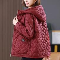 Middle Aged Mother Loose Casual Women's Winter Parka Coat Comfortable Long Sleeve High End Ladies Down Jacket M raudona