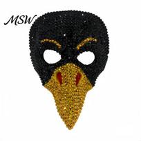 Lightweight Cosplay Face Mask Rhinestone Eagle Halloween Mask, Vintage Punk Long Beak Masquerade Unique Costume with Faux Diamonds, Adjustable juoda