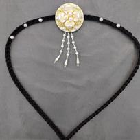 Pearl Korea Ethnic Style Hairband Tassel Stage Dance Hair Hoop Retro Hanbok Wig Headdress  Wedding Style2-Gold