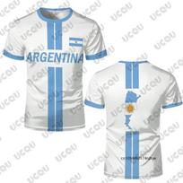 Summer New Argentina Flag Print Football Jersey For Men Women T-Shirt Outdoor Breathable Sports O-neck Tees Casual Kids Tops S