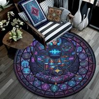 Cyberpunk Music Mandala Round Football Size 5 Adult Ball Suitable for Training Matches and Outdoor Team. 80cm x 80cm