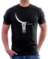 Spaceman Man on the Moon Space NASA rocket funny help black cotton t-shirt Z9787 XXXXL