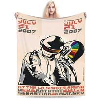 France Band D-Daft P-Punk Blankets Super Warm Funny Plush Bedding Throws For Home Decor Airplane Flannel Bedspread Bed Cover Size: 75*100cm, Weight: 230 GSM