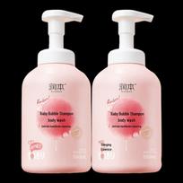 RUNBEN Baby Bubble Shampoo & Shower Gel with Peach Leaf Extract