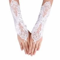 Lace Embroidery Bridal Gloves Sequin Wedding Gloves Fingerless Mittens  Lady Accessories