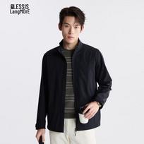 Lilang Men's Nylon Blend Stand Collar Windbreaker Jacket 180 juoda