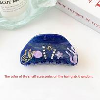 Starfish Ocean Shell  Hair Grab Pearl Acrylic Shark Clip Personalized Rhinestone  Hair Claw  Travel Style C