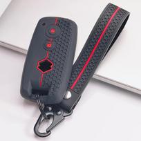 Silicone Key Fob Cover for Suzuki Swift Vitara SX4 S Cross Ignis Baleno Ertiga Jimny with Keychain Honeycomb Texture Shockproof Fold Remote Key Sleeve juoda