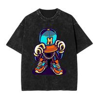 Cool Hip-Hop Monkey Washed T Shirt Couple Animal Streetwear Casual T Shirts Summer Comfortable Tees Print Oversized Clothing S įvairiaspalvis