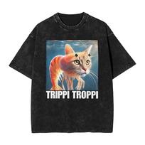 Trippi Troppi Cat Shrimp Washed T Shirts Streetwear Hip Hop Novelty T-Shirt  Tees Men Women Short Sleeve Harajuku S įvairiaspalvis