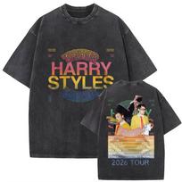 Harry Styles  Together  Tour 2026 Vintage Washed T-Shirt Men Women Pop Music Fashion Oversized Cotton Graphic TShirts Streetwear S įvairiaspalvis