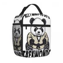 Bestselling Taekwondo Panda All I Want To Do Is Cute Bear Denim Style Canvas Lunch Bag Daily Meal Prep Travel Lunch Bag One Size