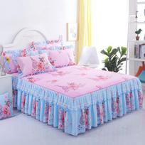 Skin-friendly Velvet Lace Princess Bed Skirt Non-slip Full Queen king Size Lace Bed Skirt Bed Sheet and 2 Pillowcases Sets 150x200cm