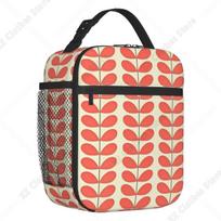 Kiely Steam Red Abstract Insulated Lunch Bag Resuable Orla Geometric Mid Century Modern Cooler Thermal Lunch Box School Children One Size
