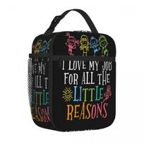 Bestselling I Love My Job For All The Little Reasons Cute Design Cartoon Commuter Lunch Bag Office Break Insulated Snack Tote One Size