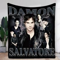 Damon Salvatore Fan Art Throw Blanket - Stunning Ian Somerhalder Design with Dramatic Lightning Effects, Soft Plush Fabric, Perf Size: 75*100cm, Weight: 230 GSM