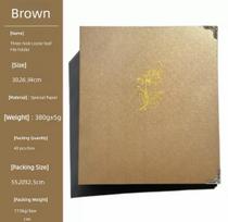 Metal Three-hole Binder with a Gold-embossed Inner Pocket for Paper-based Office Files (Brown,Standard) ruda