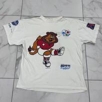 Vintage UEFA Euro 96 England Switzerland Mascot T-Shirt White Single Stitch XL 3XL