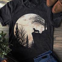 Basset Hound Moon Silhouette T-Shirt - Dog Lover Gift 2XL