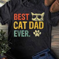 Vintage Best Cat Dad Ever T-Shirt Cat Daddy Gift T-Shirt - Cat Lover Gift, Funny CaT-Shirt, Summer Shirt, Cool Cat, CaT-Shirt 2XL