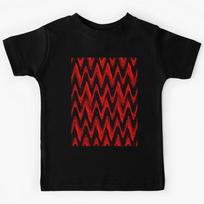 Abstract Red & Black ZigZag Fractal Heartbeats Kids T-Shirt 170