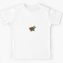 Vibrant Ladybug Perch Pastel Mint Comic Style Illustration Kids T-Shirt 100