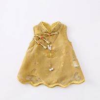 Retro Chinese Style Infant Baby Girl Cheongsam Short Sleeve Romper 66cm auksas