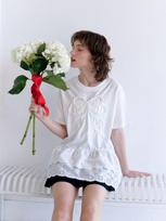 Fabric Seoul Ribbon Lace Embroidered T-Shirt White/Free