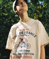 Konnichiwa Bonjour 90 Club Tee (Bicycle/Beige) 2 Medium