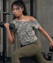 Blue Grain Modal Spandex Camo One-Shoulder Green Green/L