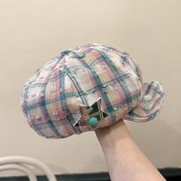 Y2k Plaid Cloud Berets Star Painter Hat Retro Octagonal Caps  Women Style 1