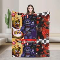 FNAFS At Freddy's Funny Flannel Blankets Super Soft Bedding Throws for Couch Bed Camping Fashion Bedspread Sofa Bed Cover Size: 75*100cm, Weight: 230 GSM