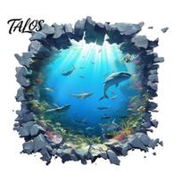 Peel And Stick Window Clings Underwater Shark Wall Sticker, Realistic 3D Ocean View Decal, Waterproof Decor PVC Mural for Living Room Bedroom Bathroom A